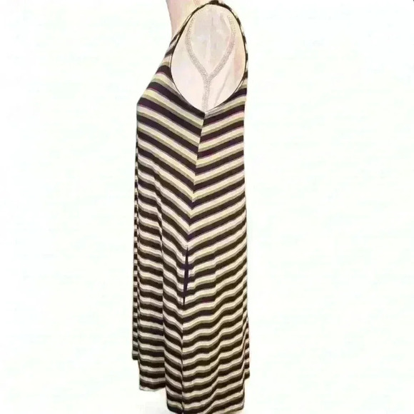 Time and Tru - Sleeveless Multi-color stripes t-Shirt dress- women’s Med - Picture 2 of 4